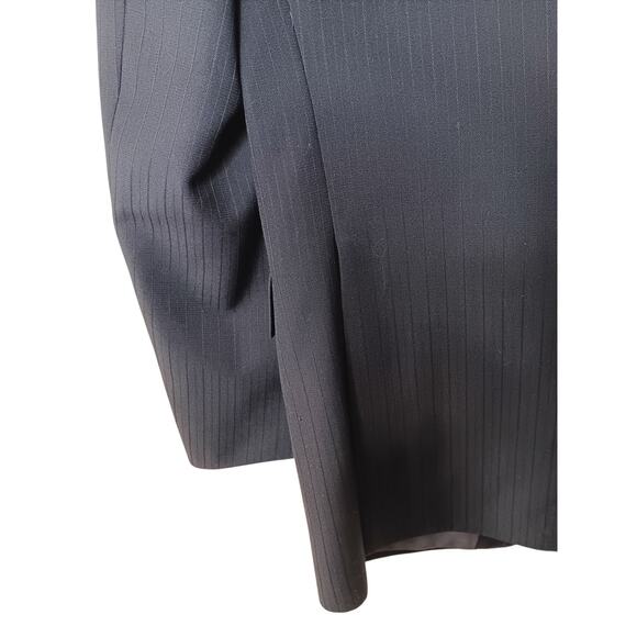 Cecil Gee Navy Blue Blazer Jacket 48 Made in Switzerland Viscose Pinstripe Hole - Picture 15 of 16